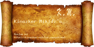 Kinszker Miklós névjegykártya